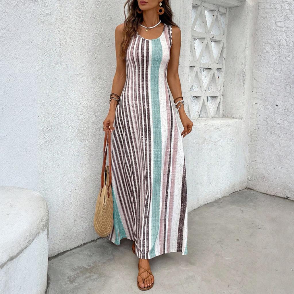 Women's Dress Casual Flowy Dresses R-neck Vocation Boho Beach Sundress