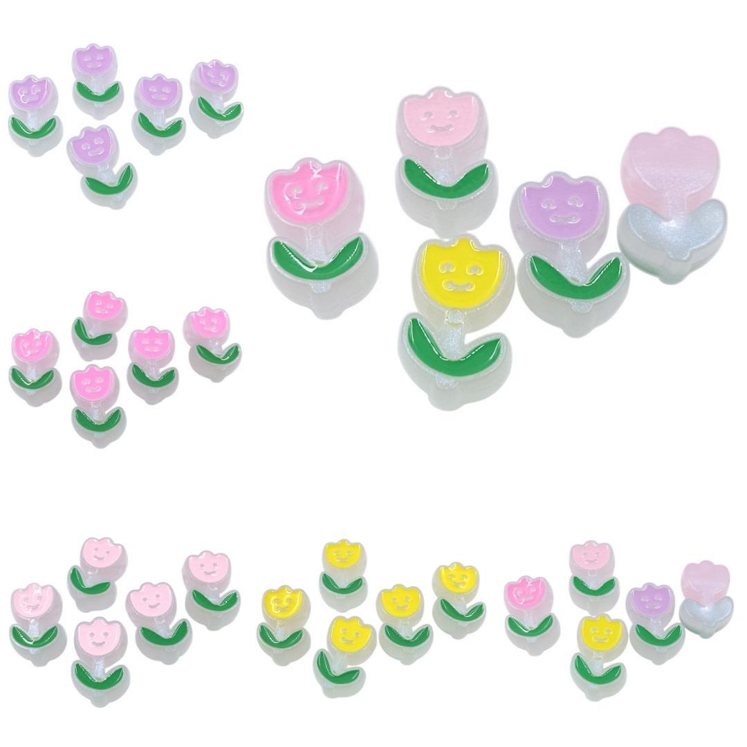 

5 шт. акриловые подвески в виде цветка тюльпана, бусины, креативные ювелирные аксессуары «сделай сам», аксессуары для изготовления браслетов и сережек