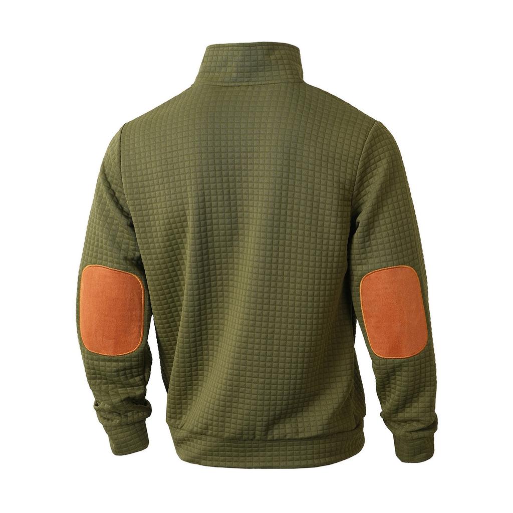 Pánská jednobarevná mikina s knoflíky a stojáčkem Pánská sportovní mikina ve velkých velikostech pro volný čas