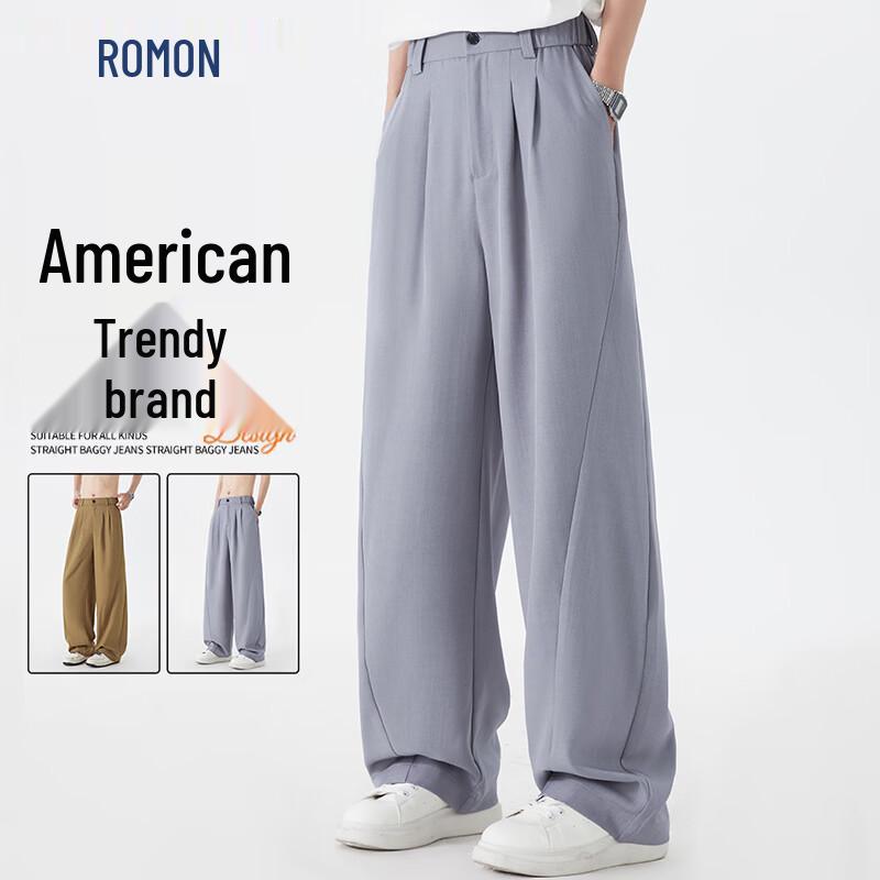 

Romon Men s American Style Straight-Leg Casual Pants L