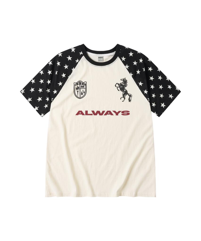AMOU Always Star Reglan T-Shirts Black