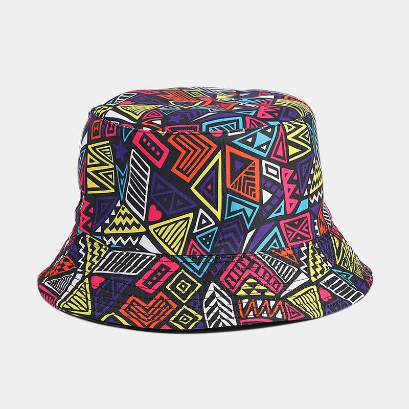 New Hawaii beach vacation bucket hat female tide D digital printing double-sided basin hat sun hat