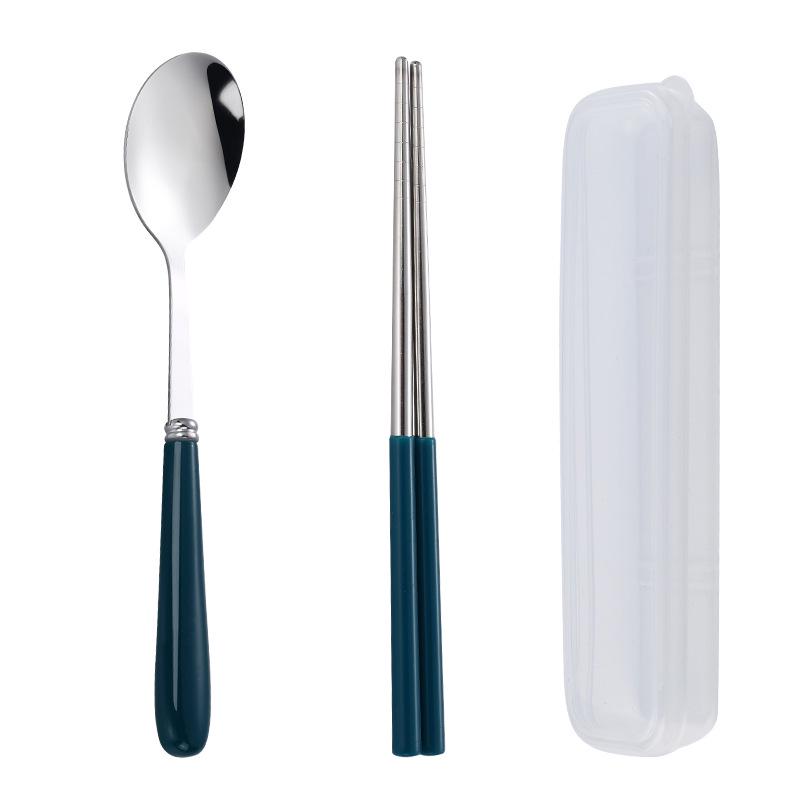 Portable Candy Color Stainless Steel Cutlery Set: Fork, Chopsticks, Spoon, Knife - Student/Outdoor Use.