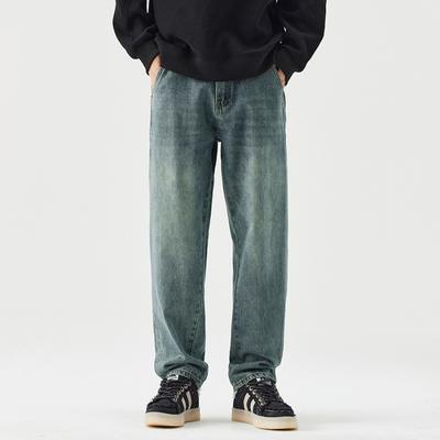 New Spring Jeans Men's Loose Straight Vintage Washing Wide-leg Pants Jeans