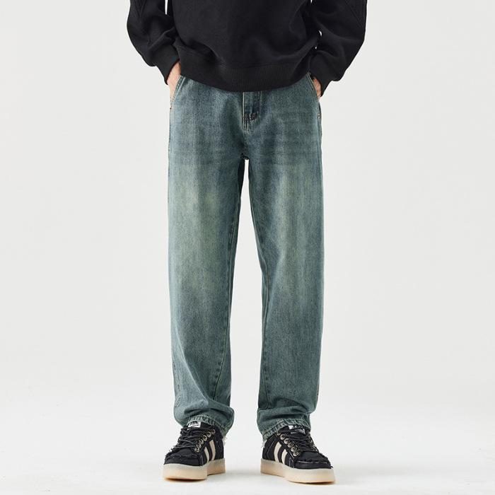 

Новые весенние джинсы мужские свободные прямые винтажные с варкой широкие джинсы 38