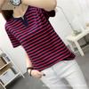 Striped Short-sleeved Women's Plus Size Loose Half-sleeved Body-hugging Pure Cotton Casual Top