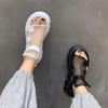 Sandals Women Summer New Fashion Thick-bottomed Breathable Yarn Mesh Magic Paste Roman Sandals