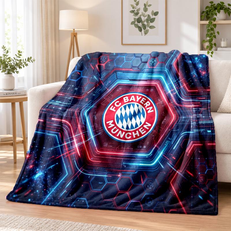 Bayern Munich Printed Flannel Blanket Warm Comfort Bed Throw For Indoor Home Decoration