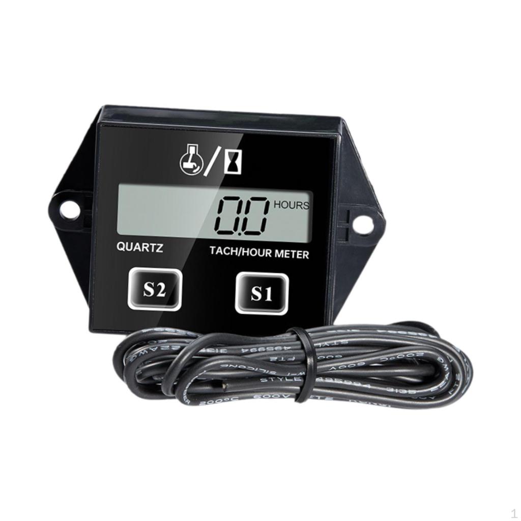 Motorcycle Hour Meter Engine Hourmeter LCD Display Digital Inductive for Boat