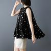 DIMANAF 2026 New Summer Plus Size Women Shirts Tees Casual Loose Blouse Button Sleeveless Lady Tops Pleated Black