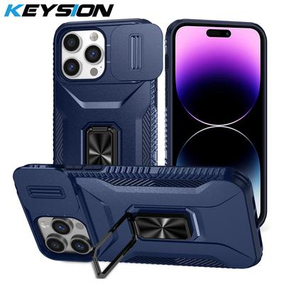 KEYSION Coque antichoc pour iPhone 15 Pro Max 15 Plus avec anneau de protection et support pour appareil photo coulissant pour iPhone 12, 13, 14 Pro Max
