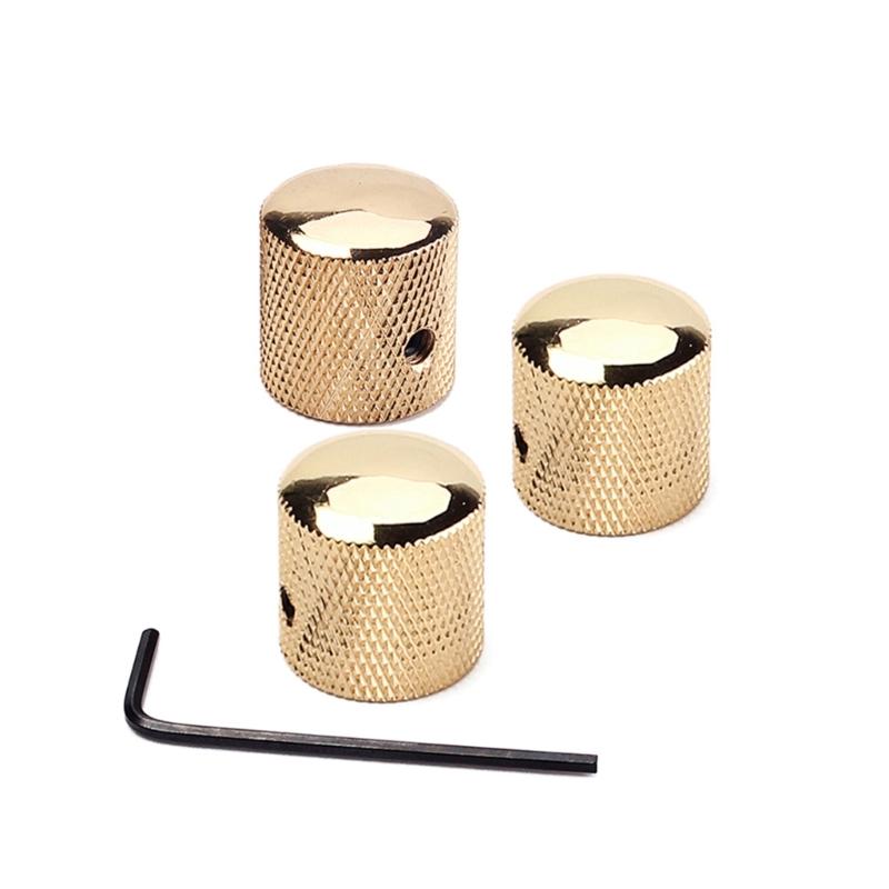 3 Pcs Electric Guitar Bass Effect Knob Volume Tone Control Knob Potentiometer Cap Metal Dome Knobs Replacement Parts