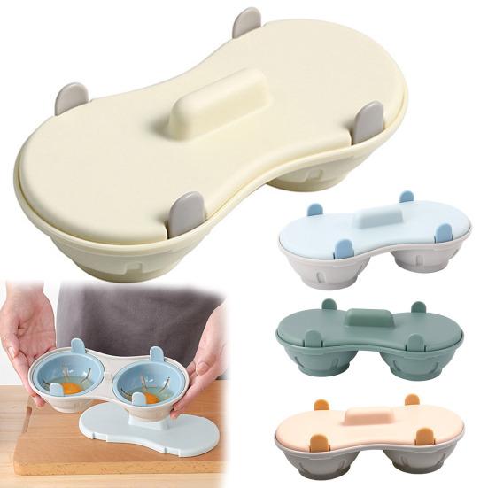 Microwave Egg Poacher Cooker 2 Grids Egg Steamer for Boiled Eggs BPA-Free Steamed Egg Cooking Box Kitchen Gadget for Healthy Breakfasts