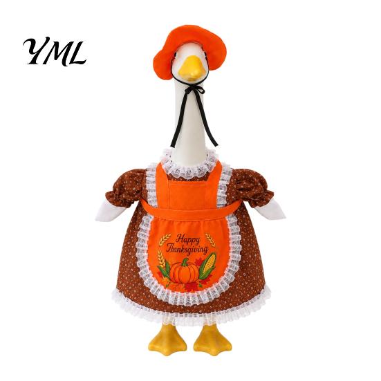 Festive Goose Clothes for Harvest Celebrations Thanksgiving Porch Outfits 23" Statue, Fall Maple Leaf Polyester Pumpkin Clothes, Autumn Costume