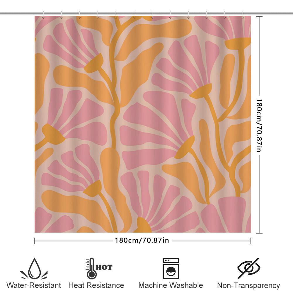Soft Floral Elegance: Abstract Pink And Orange Pattern Shower Curtain For A Serene And Artistic Bathroom Dcor