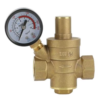 Verstellbares Messingventil mit Manometer zur Regelung des Wasserdrucks in 1/2 Zoll DN15 Sanitär- und Bewässerungssystemen