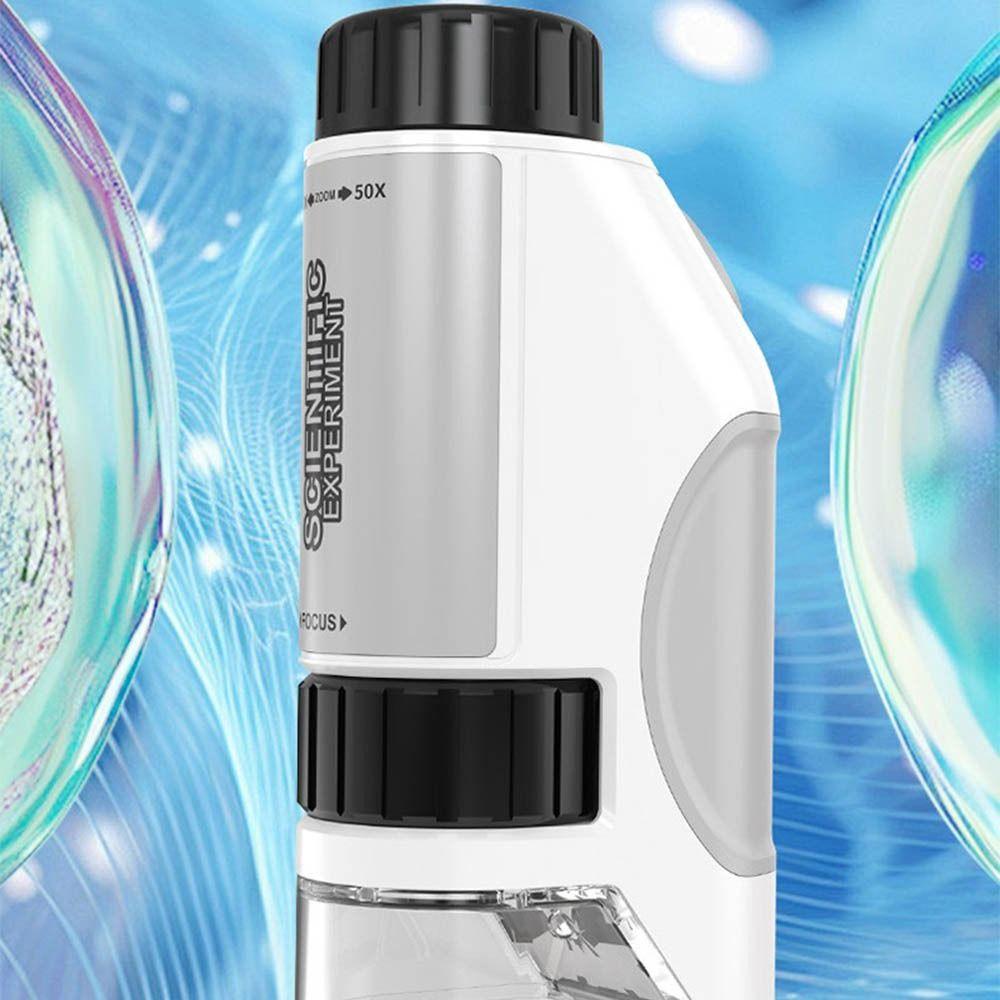 Handheld Kids Microscope Zoom 50x-300x LED Light Source Educational Microscope Battery Powered High Definition