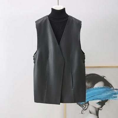 Colete para Mulheres Primavera Outono Quente Elástico Sem Mangas Decote em V Oversize Jaqueta