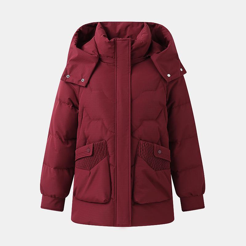 Women's Mid-Length Hooded Winter Jacket - Thick, Warm, and Casual for Middle-Aged Mothers