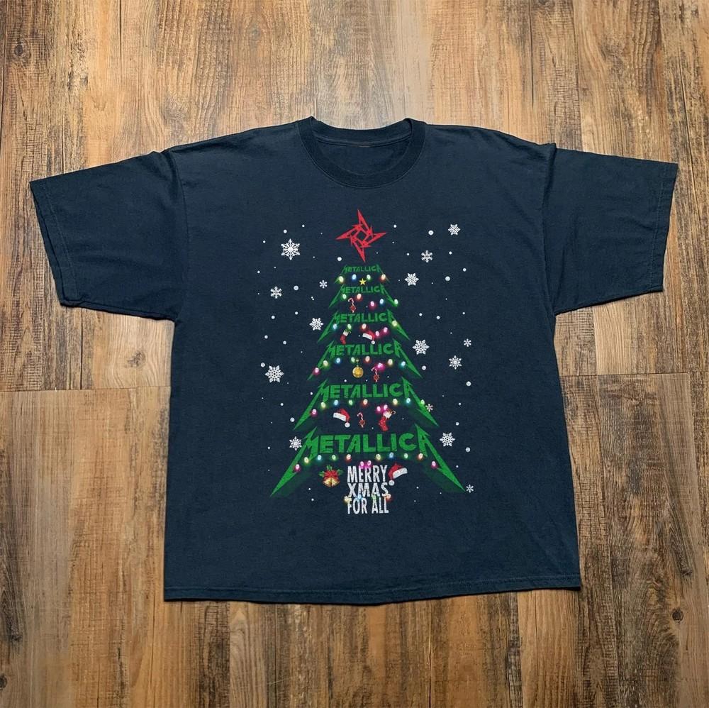 RARE Metallica Christmas Tree Merry Xmas Black Unisex T-shirt Size S-5XL HOT NEW Unisex T-Shirt L