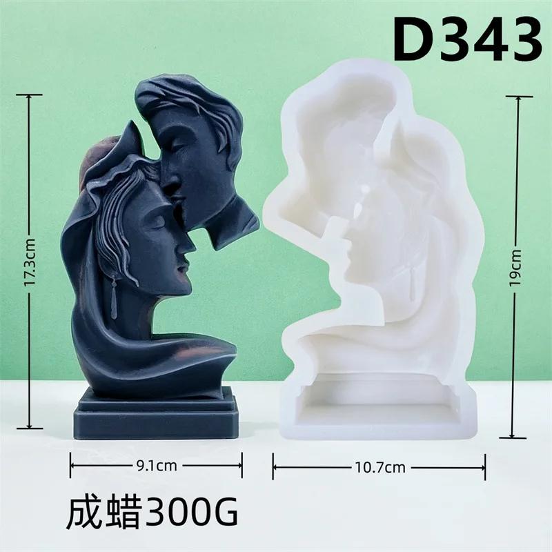 DIY Lovers Kiss Candle Silicone Mold Nordic Style Simple Face Kissing Sculpture Resin Gypsum Silicone Mold wedding decor