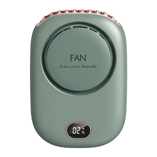 

Портативный подвесной вентилятор с цифровым дисплеем, мощный воздушный поток, низкий уровень шума, USB-зарядка, безлопастной мини-вентилятор охлаждения зелёный