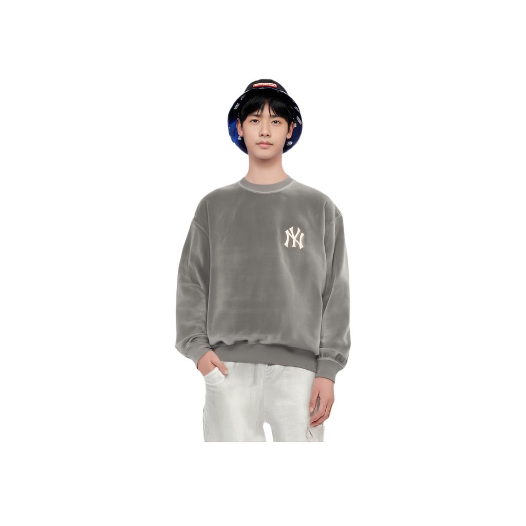 New MLB Basic Logo New York Yankees Sweatshirt Unisex Gray 3AMT00314-50GRD