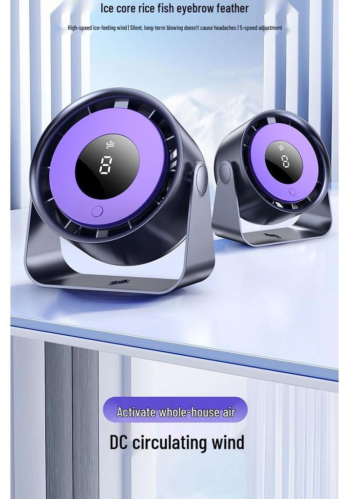 6-Inch Wall-Mounted USB Desktop Fan with Air Circulator and Long Battery Life