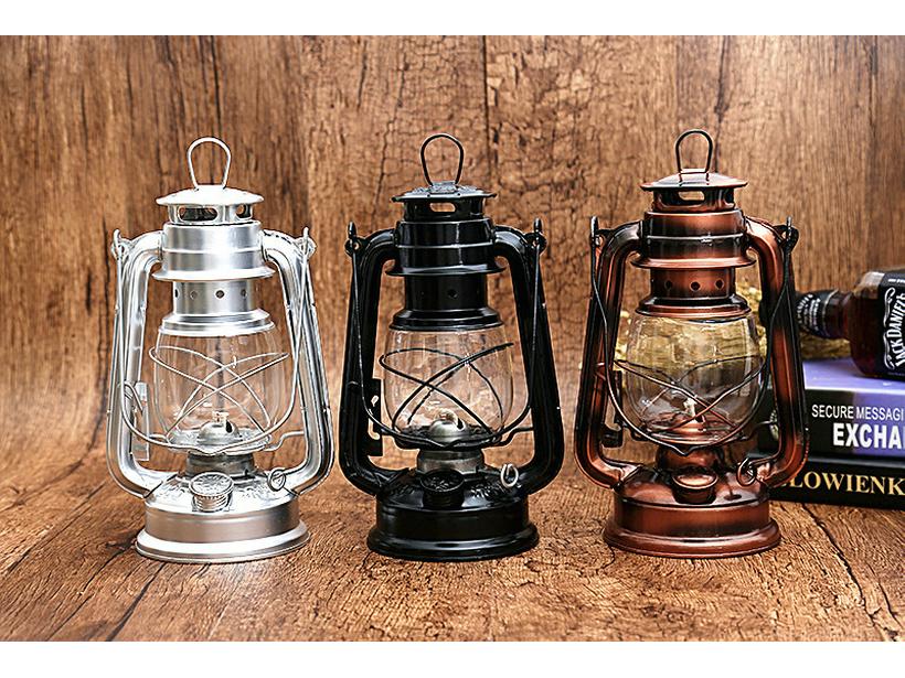Vintage 25cm Mediterranean Hurricane Kerosene Lamp - Retro Decorative Hanging or Camping Lamp