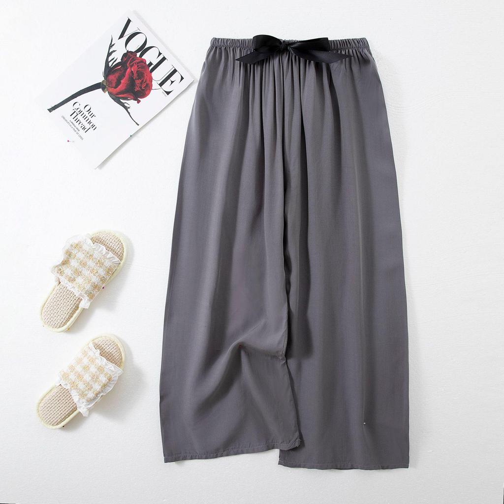 Women's Cotton-Silk Cartoon Pajama Pants, Summer Thin, Black & White Wide-Leg, Plus Size, Outdoor Beach Wear.