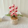 Crocheted Potted Bell Flower Decoration Handmade Knitting Floral Ornament Artificial Hand Woven Flower Home Office Table