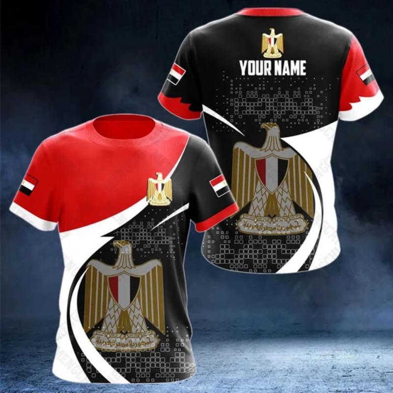Egypt Flag & Coat of Arms Grafika Tričko Letní Ležérní Pulovr Pánská móda Trička s výstřihem do O Chlapci Oversized Topy s krátkým rukávem