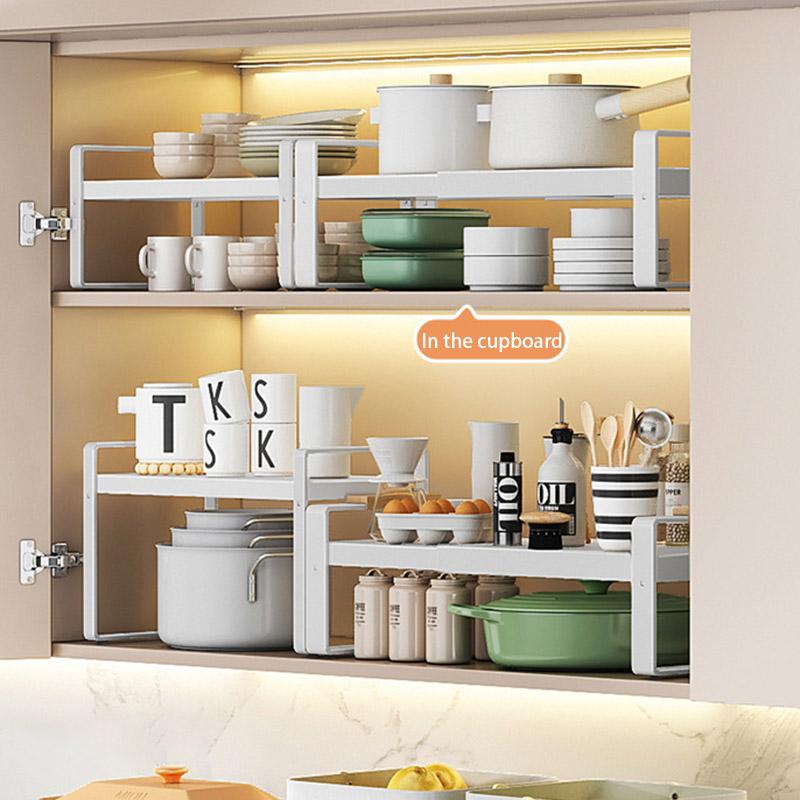 006-ZWJ-70139A-WH Cabinet Storage Shelf Household Countertop Storage Rack for Kitchen Spice Microwave