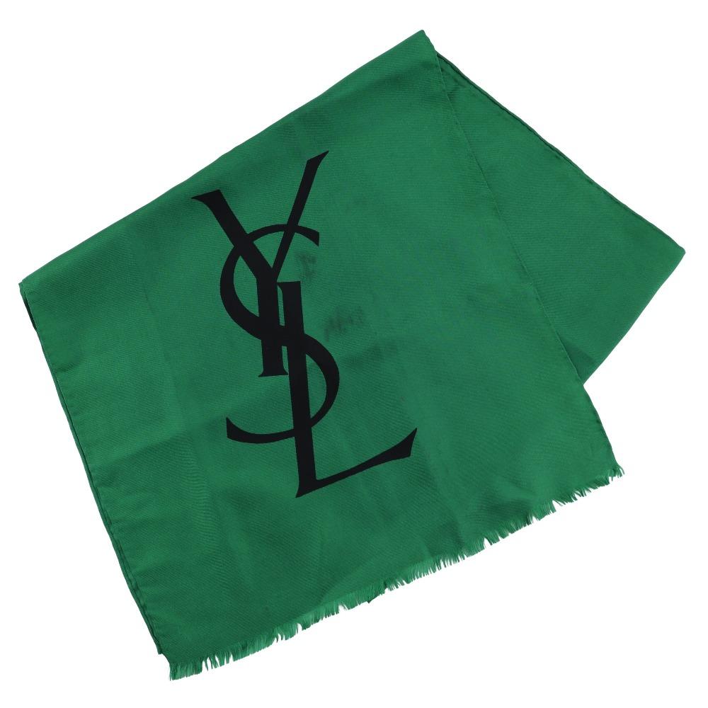 

YVES SAINT LAURENT YSL logo scarf Rectangle Green silk Women Used