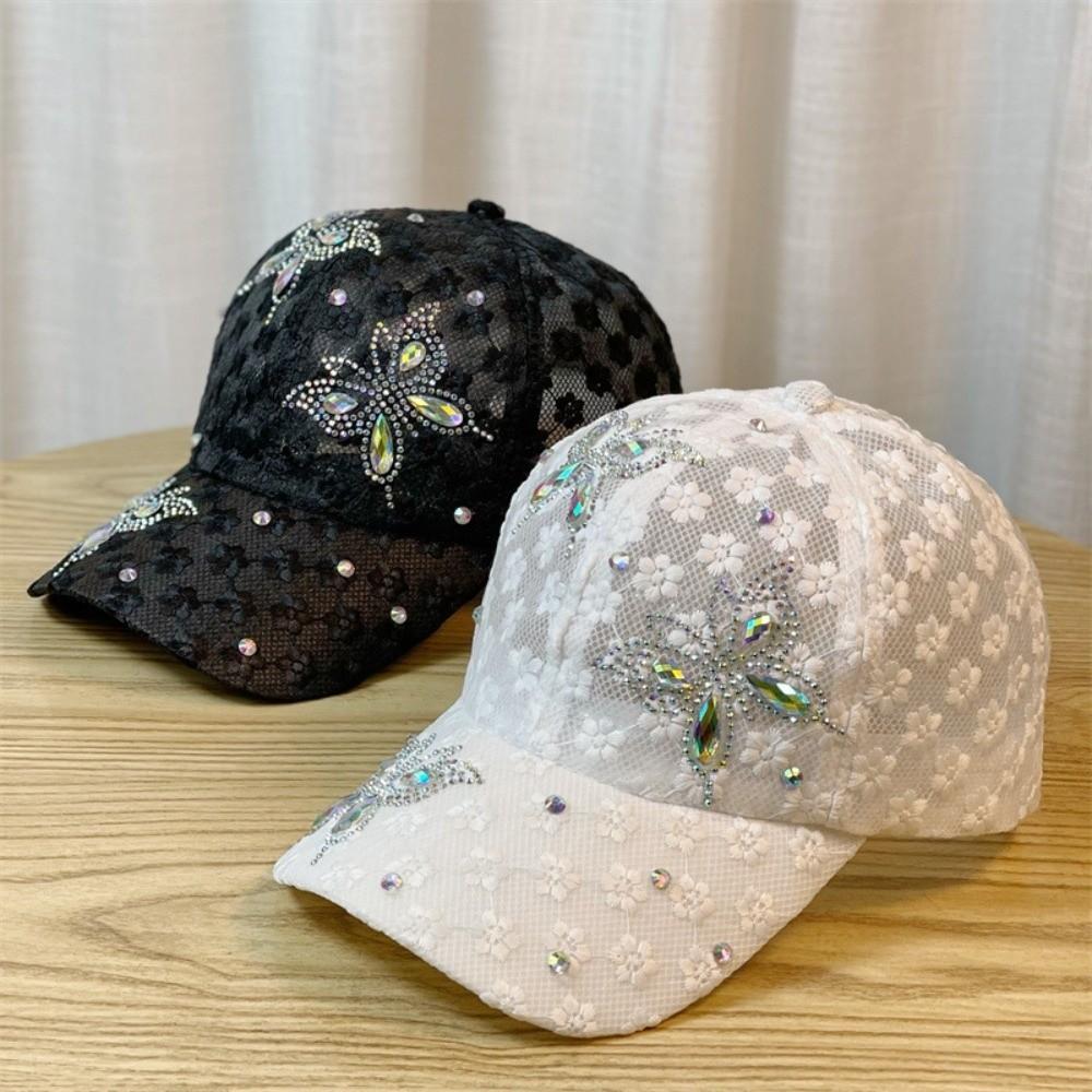 Lace Visors Cap Butterfly Mesh Peaked Hat Fashion Flower Baseball Cap Girls