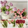 9pcs/bunch Silk Artificial Tulip 39cm Fake Flower Realistic Faux Tulip Bouquet  Home