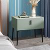 Fully Assembled Modern Italian-Style Leather Bedside Table with Storage