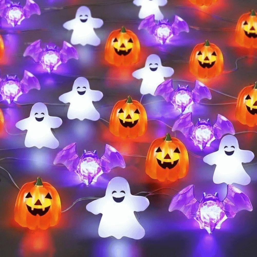 Cartoon Battery Powered Halloween Party Lights Pumpkin Ghost LED String Lights Spider Indoor Decorative Light String Home Decor