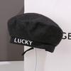 Letter embroidery beret children's fashion face small versatile autumn and winter warm painter hat newsboy hat