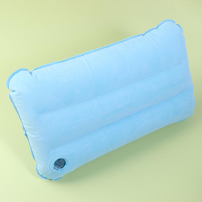 Portable Inflatable Flocking Pvc Pillow Camping Sleeping Air Pillow For Travel Outdoor Hiking Flight Foldable Head Rest Pillow