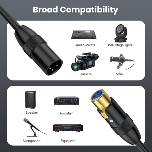 Poyiccot 1.5m XLR Cable, XLR To XLR Cable, 3-Pin Microphone Cable, Microphone Extension XLR Male To XLR Female Cable, XLR Balanced Connection Compatib