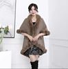 Plus Size Women's Knitted Cardigan with Imitation Rex Rabbit Fur Collar - Autumn/Winter Cape Shawl
