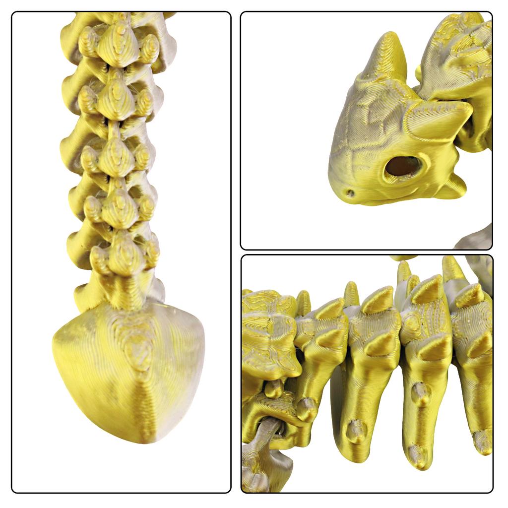 3D Printed Gold And Silver Skeleton Dragon, Joints Movable, Simulated Biological Model Ornament, Entertainment Toy