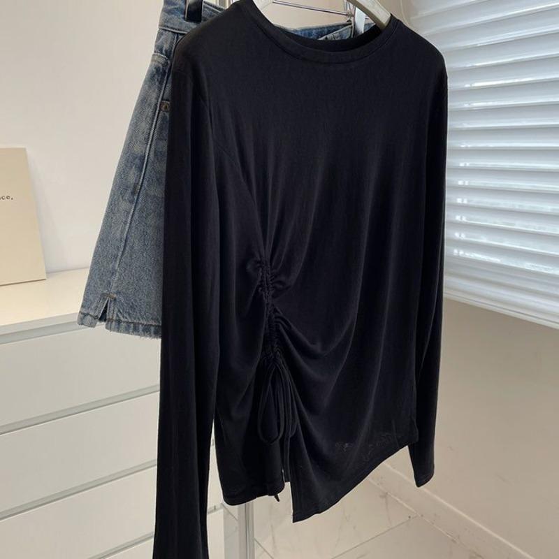 Irregular Long Sleeved Women's T-shirt Summer Comfortable Sunscreen Clothing Solid Color Slightly Transparent Ladies Top Clothing