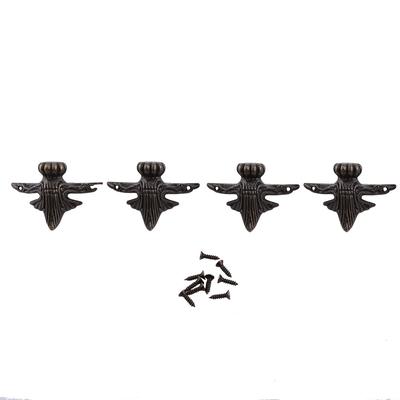 4 adet Antik Pirinç Takı Kutusu Ahşap Kasa Dekor Mobilya Ayakları Köşe Koruyucular