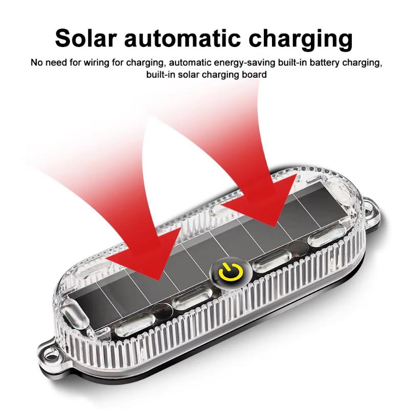 Solar Flashing Warning Light Adjustable Brightness LED Auto Parking Lamp Anti-collision for Car Night Use