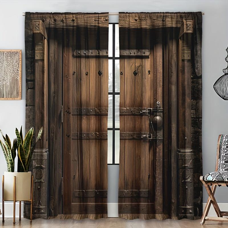 

2 шт. Шторы с узором в деревенском стиле для дверей - Карманные оконные шторы для домашнего декора и уединения в кабинете, спальне, кухне или гостиной W50 X H130(CM)X2&Hook