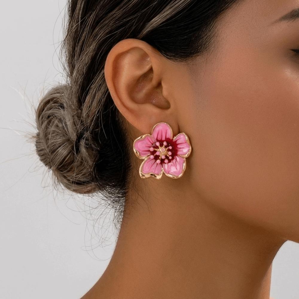 Enamel Floral Stud Earrings Colorful Drop Earrings Sweet Flower Earrings  Women
