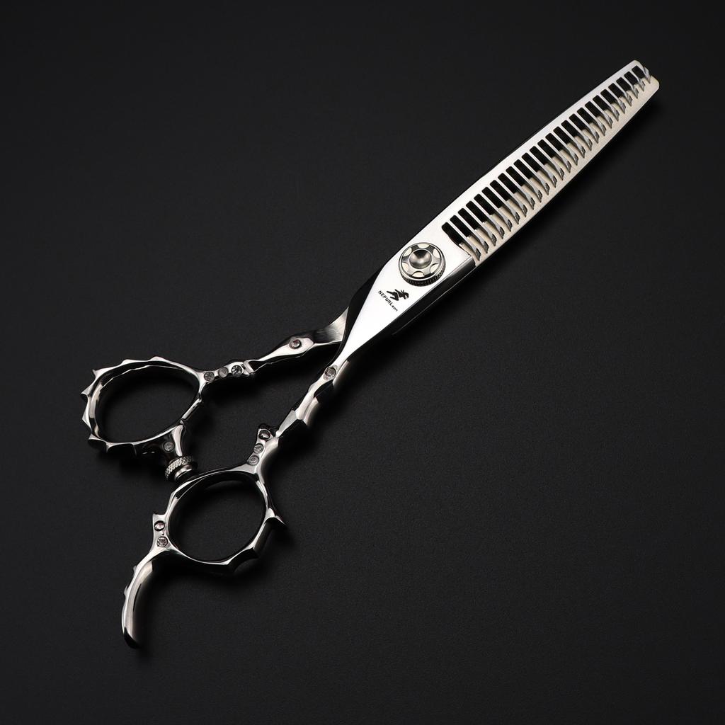 6.0 Inch 440C Silver Tail Handle With Brick Name Scissors, Hair Scissors, Hair Scissors, Flat Cut Tooth Scissors, Thin Scissors
