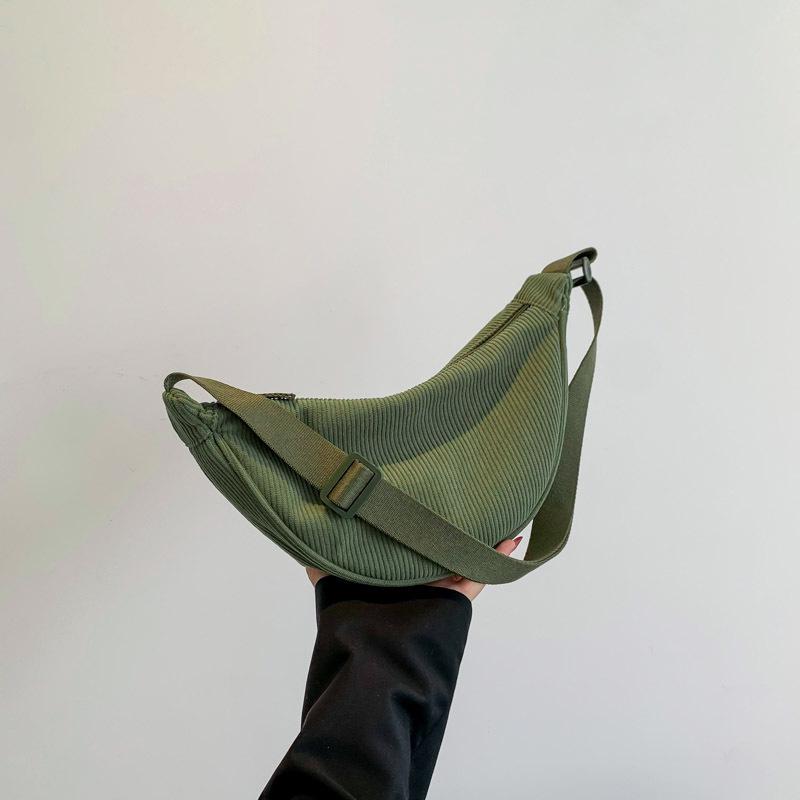 Corduroy Shoulder Bag for Women | Lightweight Solid Color Travel Purse | Casual Fashion Crossbody Tote | Simple Daily Handbag